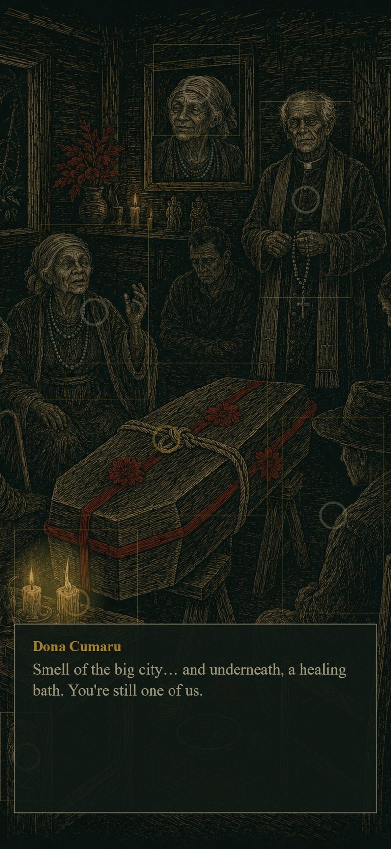A wake and a dialogue scene