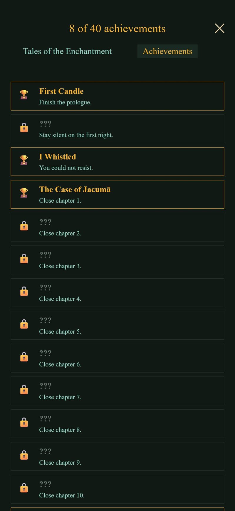 Achievements and the 80 Tales collection